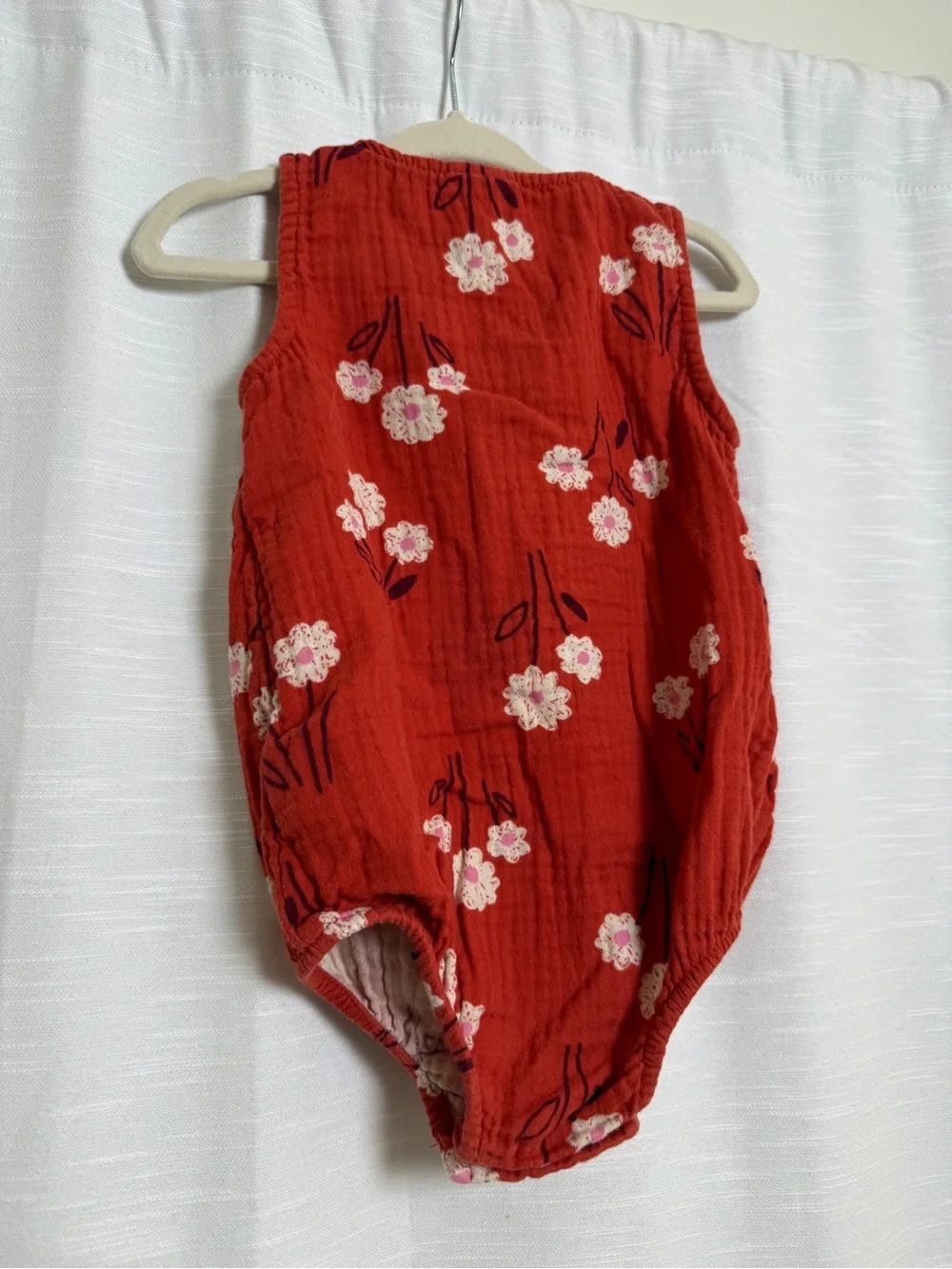 Cat & Jack Baby Girls Floral Muslin Bubble Romper Rust Orange | Size 18M